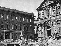 El palazzo después de los bombardeos aliados de 1943