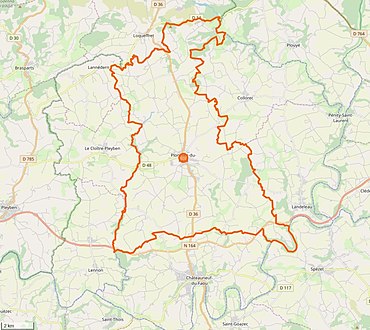 Carte en couleurs représentant les limites d'une commune.