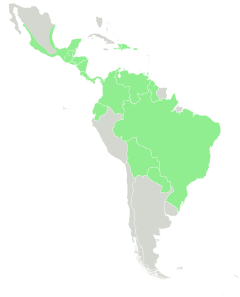 Distribuição da espécie na América.