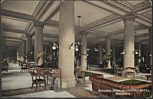 Interior rotunda view of the Royal Alexandra Hotel in Winnipeg circa 1909