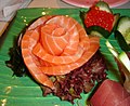 A sashimi salmon rose