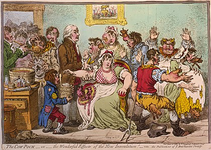 The Cow-Pock—or—the Wonderful Effects of the New Inoculation! at Vaccine hesitancy, by James Gillray