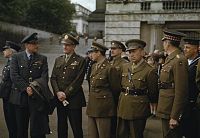 Royal Air Force (left), U.S. Army and British Army officers wearing service dress, London, 1943.