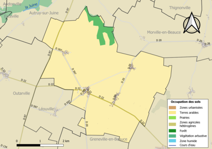 Carte des infrastructures et de l'occupation des sols de la commune en 2018 (CLC).