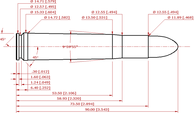 .465 Holland & Holland Magnum Cartridge Schematic