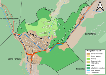 Carte en couleurs présentant l'occupation des sols.