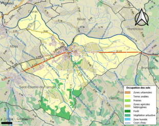 Carte en couleurs présentant l'occupation des sols.