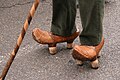 A cantabrian albarcas is a rustic wooden shoe in one piece, which has been used particularly by the peasants of Cantabria, northern Spain.
