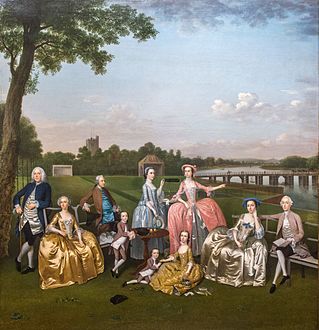 Sir Joshua and Family at Roehampton House, Putney, Arthur Devis, 1752
