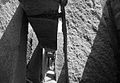 Stone piles under the bridge;