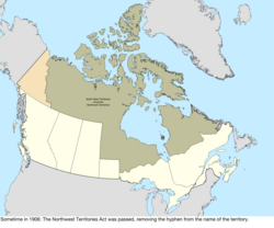 Map of the change to Canada in 1906
