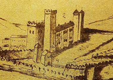 Représentation du château de Nolibos par Joachim Duviert (1612)