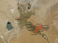 Location of the Akchakhan-Kala fortress in the Chorasmian oasis, in relation to other main fortresses