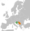 Location map for Croatia and Serbia.