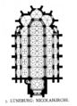 St-Nicolas de Lunebourg : plan à trois vaisseaux.