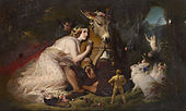Edwin Landseer, Scene from A Midsummer Night's Dream. Titania and Bottom with white rabbits, 1851