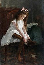 poniéndose las botas (entre 1880 y 1915), óleo sobre lienzo – colección privada