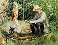 Berthe Morisot, The Artist's Husband and Daughter in the Garden, (1883)