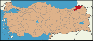 Localização da província de Artvin na Turquia