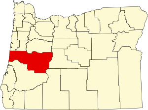 Map of Oregon highlighting Lane County