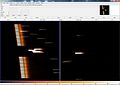 NIRSpec in IFU Mode. The image shows the spectra of a Spectral Line Calibration Lamp (Fabry–Perot type) imaged onto the 2 detector SCA's.