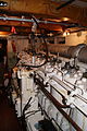 The 320-horsepower eight-cylinder Fairbanks-Morse engine in the after fish hold of Sherman Zwicker, a wooden auxiliary schooner moored at the Maine Maritime Museum in Bath, Maine, USA