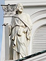 Statue of Simon the Zealot by Hermann Schievelbein at the roof of the Helsinki Cathedral