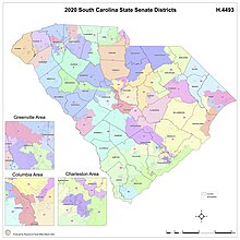 South Carolina is divided into state Senate Districts, following the US 2020 Census.