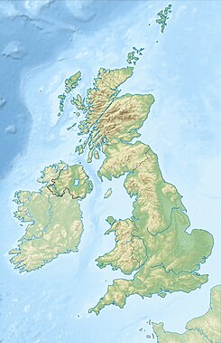 Map of England and Wales with a red dot representing the location of the Cleveland Hills in the north-east of England