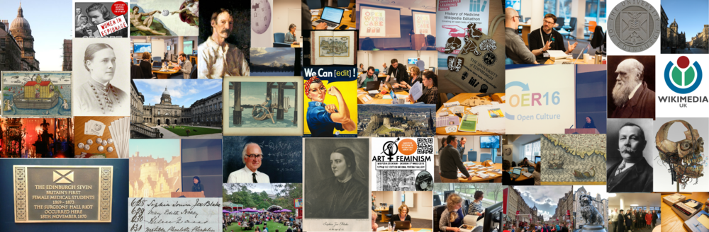 Collage of images with relevance to the University of Edinburgh residency