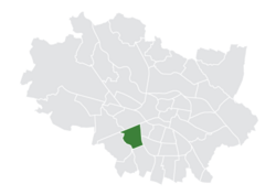 Location of the district within Wrocław