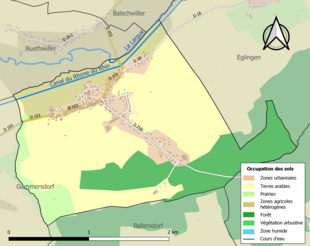 Carte en couleurs présentant l'occupation des sols.