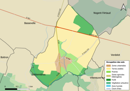 Carte des infrastructures et de l'occupation des sols en 2018 (CLC) de la commune.