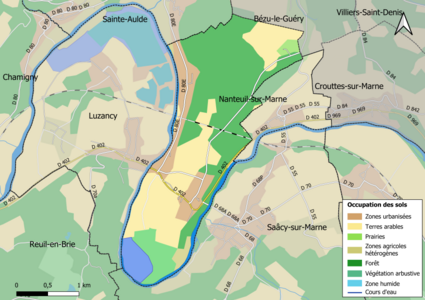 Carte des infrastructures et de l'occupation des sols en 2018 (CLC) de la commune.