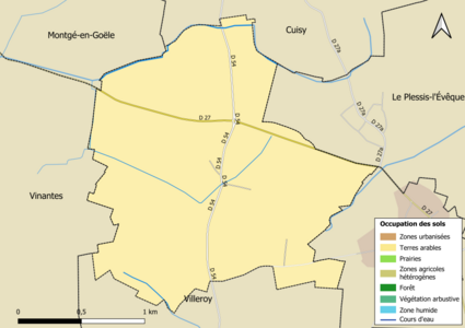 Carte des infrastructures et de l'occupation des sols en 2018 (CLC) de la commune.