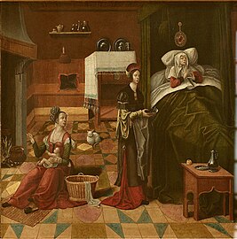 La Naissance de sainte Anne, par Adriaen van Overbeke (1521–1525)