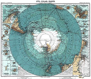 Mapa de 1912 da Antártica (escala: 1:40 000 000).