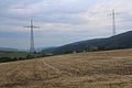 Crossing of single phase AC powerline Borken-Bebra ( tower on the right) with single phase AC powerline Fulda-Körle ( tower on the left)