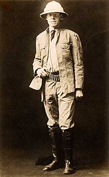 An man in safari gear in the early 1900s