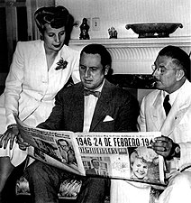 Mercante junto a Juan y Eva Perón.
