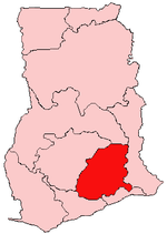 Location of Eastern Region in Ghana