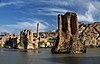 The piers of Hasankeyf's Old Bridge stand in the Tigris river 900 years after its construction