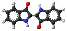 Ball-and-stick model of the indigo dye molecule