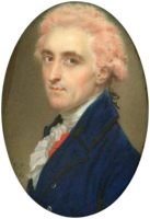 Colonel James Hamilton by John Smart (1784), wearing a white wig powdered with pink-coloured powder