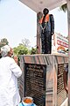 Nitish Kumar paying homage to the statue of Kapildev Singh in 2022