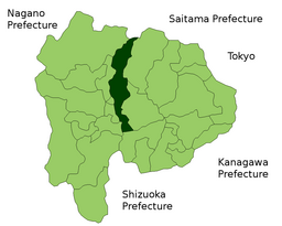 Kōfus läge i Yamanashi prefektur