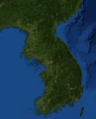 Korean peninsula satellite image. Korea