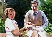 Weston with his wife Alberta Matilda Bray in 1936 (colorized)