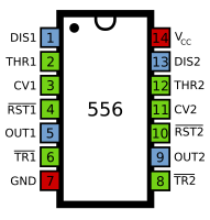 Pinout of 556 dual timer[21][2]