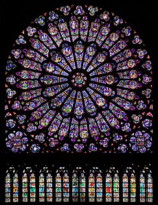 Rose window in north transept of Notre Dame Cathedral